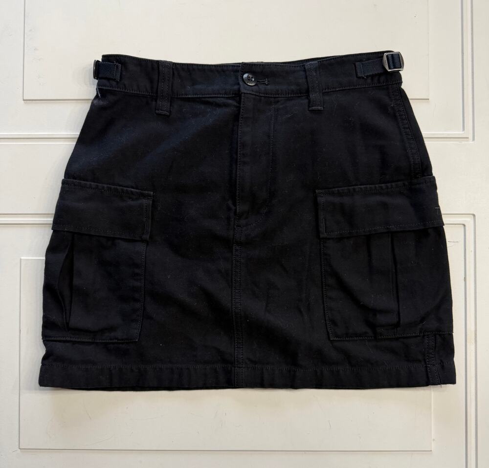 TNA Womens Sz 4 Black Cargo Mini Skirt Buckle Details 100% Cotton